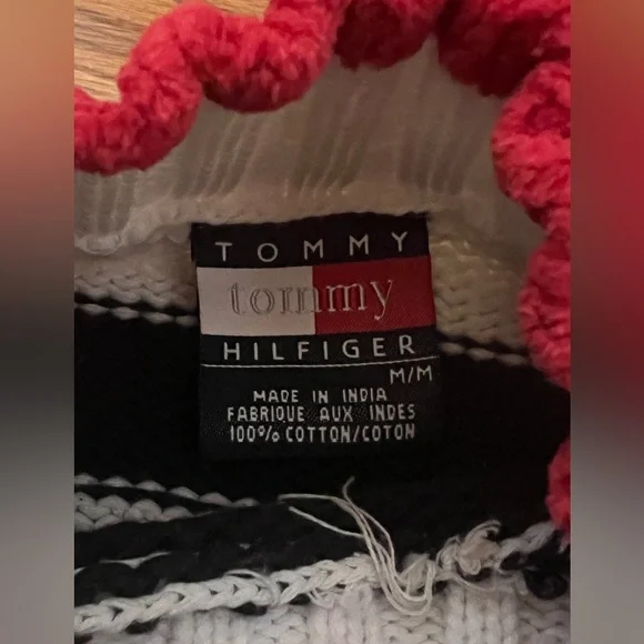 Vintage Tommy Hilfiger 90's Deadstock Sweater Varsity Big H Mock Prep Sz M - Picture 6 of 8